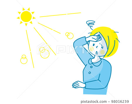 Illustration material of a young woman who is hot in the sun 98016239