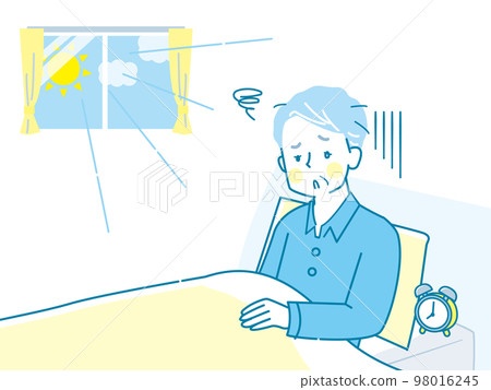 Illustration material of a senior man who has a hard time waking up in the morning 98016245