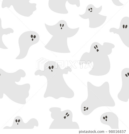 Vector seamless pattern with vector ghosts. Halloween party background with funny spooks. Scary digital paper for Autumn Samhain party. All saints day texture. 98016837