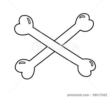 Halloween party illustration with crossbones. Vector black and white crossed bones. Scary design for Autumn Samhain party. All saints day coloring page. Halloween party illustration with crossbones. Vector black and white crossed bones. Scary design for Autumn Samhain party. All saints day coloring page. 98017082