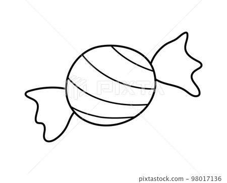 Vector black and white sweet for trick or treat game. Candy outline illustration isolated on white background. Traditional Halloween party food. 98017136