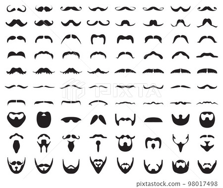 Beards and moustache, black silhouettes on a white background Beards and moustache, black silhouettes on a white background 98017498