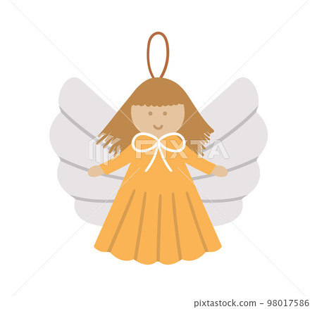 Vector angel for New Year decor. Christmas tree toy isolated on white background. Cute winter Holidays character for festive decorations. Vector angel for New Year decor. Christmas tree toy isolated on white background. Cute winter Holidays character for festive decorations. 98017586
