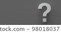 Close up question mark on a dark background. Dark theme. Interrogative topics. 3d rendering. Illustration for advertising and marketing. Metallic volume question mark. 98018037