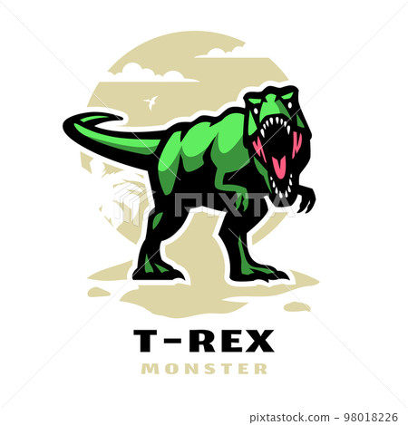 T-rex monster logo. Dinosaur Tyrannosaur Vector - Stock