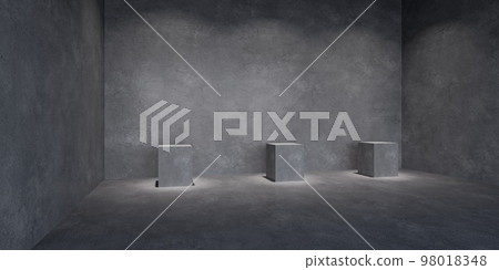 Empty concrete space interior with sunlight and shadow, 3d rendering Empty concrete space interior with sunlight and shadow, 3d rendering 98018348
