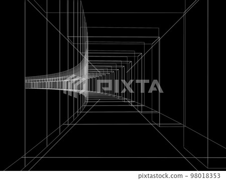 black  space with  perspective grid line, 3d rendering 98018353