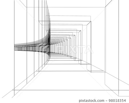 space with  perspective grid line, 3d rendering 98018354