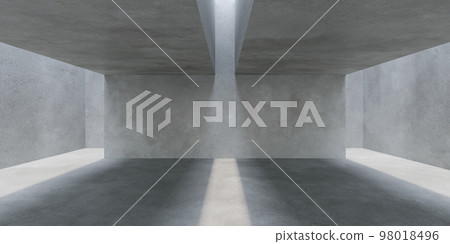 Empty concrete space interior with sunlight and shadow, 3d rendering Empty concrete space interior with sunlight and shadow, 3d rendering 98018496