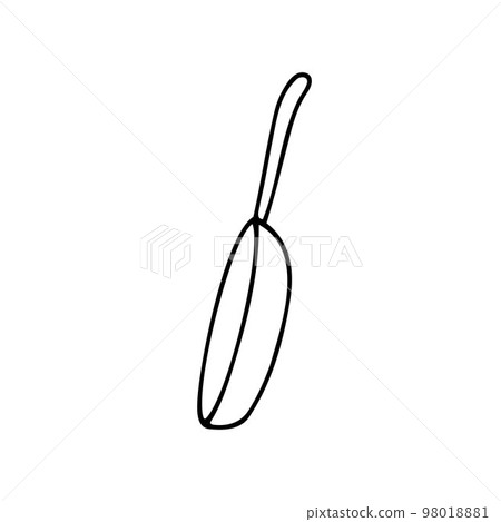 Doodle frying pan simple image. Outline pot 98018881