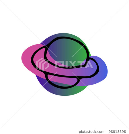 Bright space doodle sticker. Hand-drawn Planet Saturn Bright space doodle sticker. Hand-drawn Planet Saturn 98018898