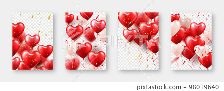 Valentines day banners with red heart balloons....-插圖素材 [98019640 ...