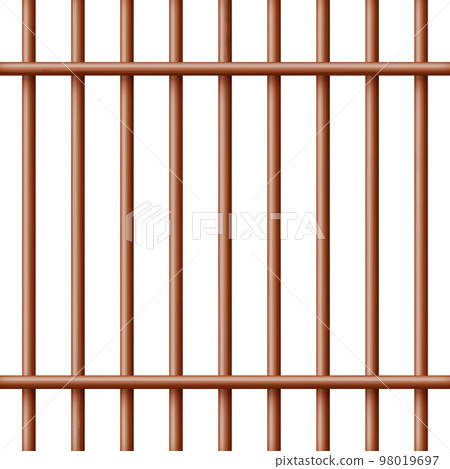 Realistic dark wooden lattice, rural picket fence. Farm or village house boundary, garden enclosing planks. Detailed wooden jail cage. Criminal background mockup. Creative vector illustration Realistic dark wooden lattice, rural picket fence. Farm or village house boundary, garden enclosing planks. Detailed wooden jail cage. Criminal background mockup. Creative vector illustration 98019697