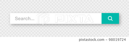 Search bar template. Internet browser engine with search box, address bar and text field. UI design, website interface element with web icons and push button. Vector illustration 98019724