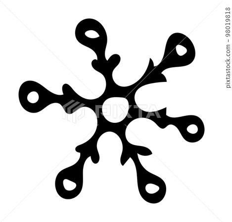 Hand drawn black and white doodle sketch snowflake. Illustration of snow for xmas, christmas and new year. 98019818