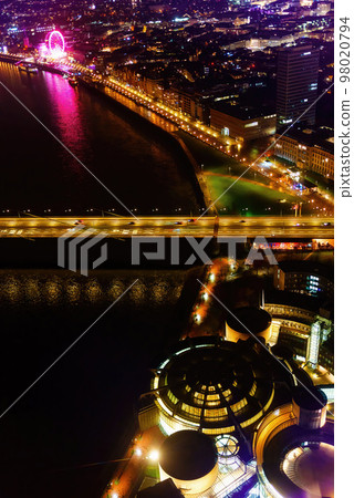 dusseldorf areal view at night from tv tower dusseldorf areal view at night from tv tower 98020794