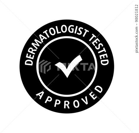 Dermatologist tested approved round stamp. Vector stock illustration isolated on white background. EPS10 Dermatologist tested approved round stamp. Vector stock illustration isolated on white background. EPS10 98021812