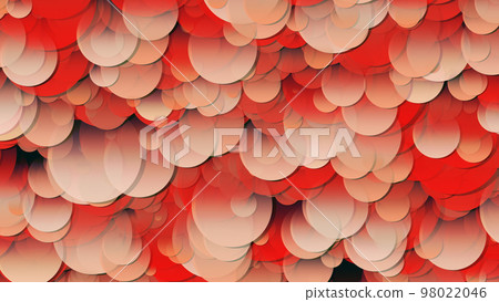 3D rendering of an array of circles. Circles of different sizes in space 98022046