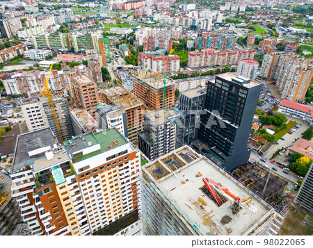 Pristina Modern City Center and Residential Buildings. Aerial View over Capital of Kosovo. Balkans. Europe.  98022065