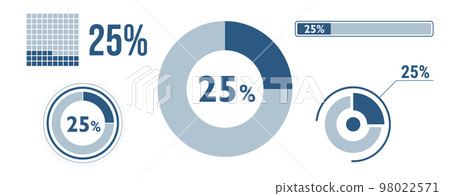 25% percentage infographic set. Twenty-five... - Stock Illustration ...
