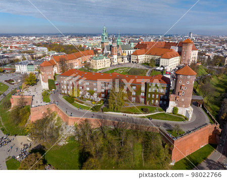 Krakow Aerial View. Royal Castle Wawel from Above. Krakow is a the capital of the Lesser Poland Voivodeship. Poland. Europe.  98022766