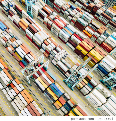 Terminal with colorful cargo continers. Terminal with colorful cargo continers. 98023391