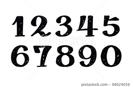 Rough hand-drawn numbers lettering decoration set Rough hand-drawn numbers lettering decoration set 98024038