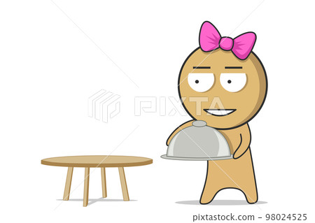Girl with a tray in her hands Girl with a tray in her hands 98024525