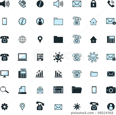 Telephone / contact simple illustration icon set Telephone / contact simple illustration icon set 98024568