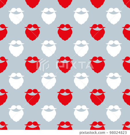 Seamless pattern with white and red beards and mustaches on the gray background. Merry Christmas vector illustration. Happy new year's design. Traditional winter holiday decoration. Festive backdrop. Seamless pattern with white and red beards and mustaches on the gray background. Merry Christmas vector illustration. Happy new year's design. Traditional winter holiday decoration. Festive backdrop. 98024823