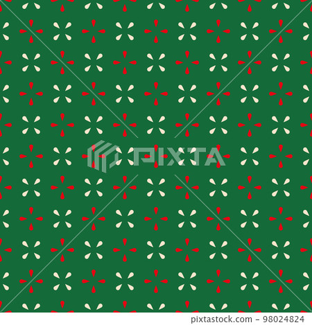 Abstract vector seamless pattern. Simple geometrical repeated background for holiday designs. Classic festive colors. Christmas or birthday tile print in red, green, and white-cream colors. Abstract vector seamless pattern. Simple geometrical repeated background for holiday designs. Classic festive colors. Christmas or birthday tile print in red, green, and white-cream colors. 98024824