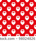 Seamless pattern with white beards and mustaches on the classic red background. Merry Christmas vector illustration. Happy new year decoration design. Traditional winter holiday decoration. 98024826