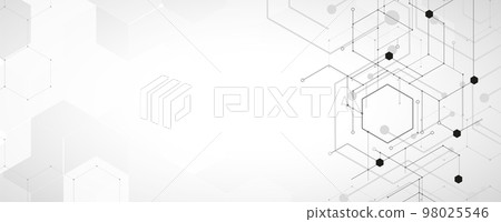 Abstract hexagon background. Technology poligonal design. Digital futuristic minimalism 98025546