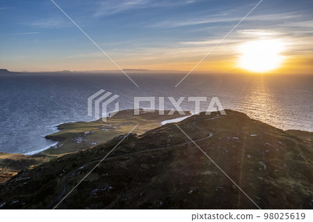 Beautiful sunset at Muckross Head peninsula about 10 km west of Killybegs village in county Donegal on the west coast of Ireland 98025619