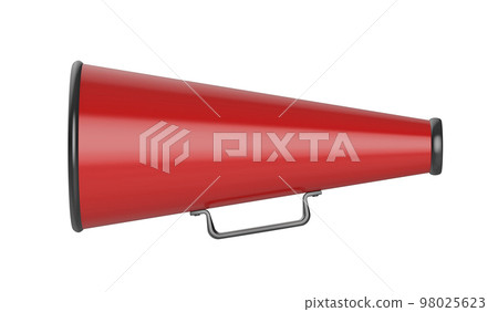 Side view of red vintage megaphone 98025623