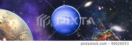 Planet and galaxy in a free space. Elements of this image furnished by NASA . Planet and galaxy in a free space. Elements of this image furnished by NASA . 98026053