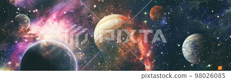 Planet and galaxy in a free space. Elements of this image furnished by NASA . 98026085