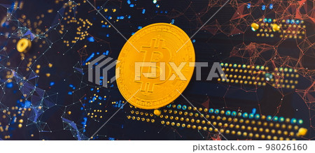 Bitcoin cryptocurrency new version on computer electronic circuit board background . Virtual cryptocurrency money Bitcoin golden Bitcoin cryptocurrency new version on computer electronic circuit board background . Virtual cryptocurrency money Bitcoin golden 98026160