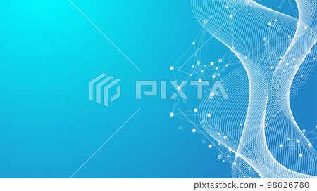 Digits abstract background with connected line and dots, web cover. Digital neural networks. Network and connection background for your presentation. Web graphic background, illustration. 98026780