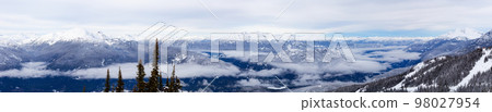 Canadian Mountain Landscape Nature Background covered in snow. Whistler 98027954