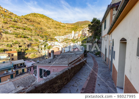 Pathway in touristic town, Manarola, Italy. Cinque Terre Pathway in touristic town, Manarola, Italy. Cinque Terre 98027995