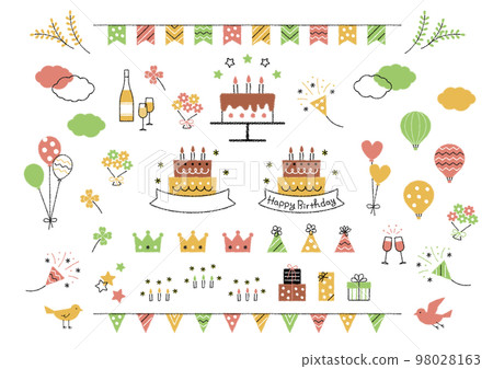 Birthday/anniversary illustration material 98028163