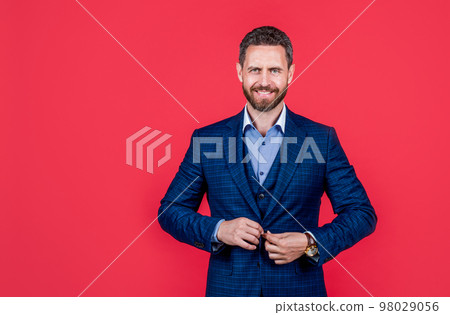 office worker in formalwear. copy space. mature bearded businessman in suit. 98029056