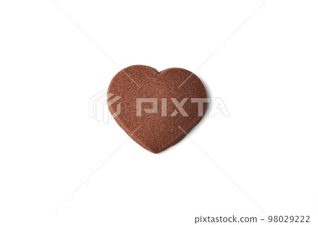 Heart-shaped cookie white background Heart-shaped cookie white background 98029222
