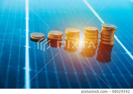 Money saved by using energy with solar panel 98029342
