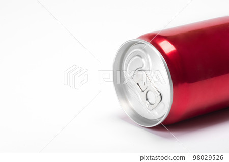 Aluminum red can close-up on a white background. soft drink Aluminum red can close-up on a white background. soft drink 98029526