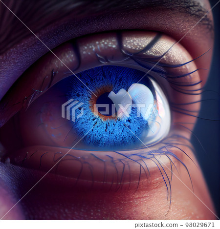 Beautiful Big Blue Eyes Macro. Illustration Generative AI 98029671
