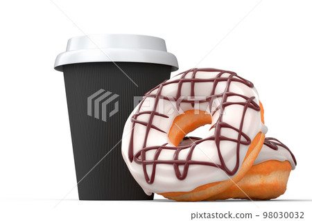 Paper coffee cup for cappuccino, americano, espresso, mocha, latte on white 98030032