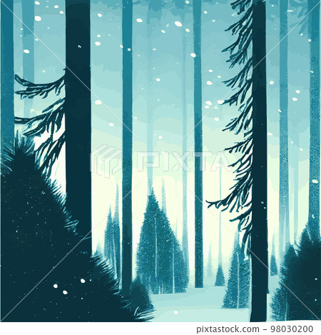 Vintage Christmas landscape wide background Illustration retro Christmas landscape background, with echoes, snowy and elegant winter and new year holidays. Winter rural landscape. Vector illustration 98030200