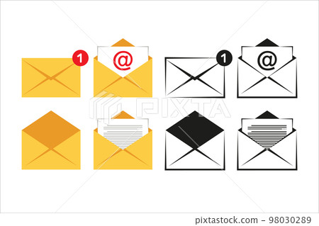 Mail icon set. Envelope icon. Mail and E-mail on isolated background. Vector illustration. Mail icon set. Envelope icon. Mail and E-mail on isolated background. Vector illustration. 98030289